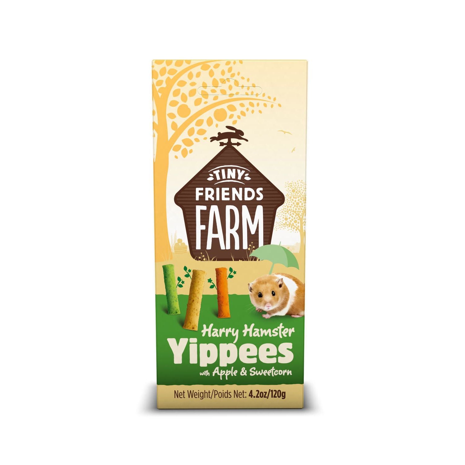  8 X Supreme Tiny Friends Farm Harry's Hamster Yippees With Apple & Sweetcorn 120g