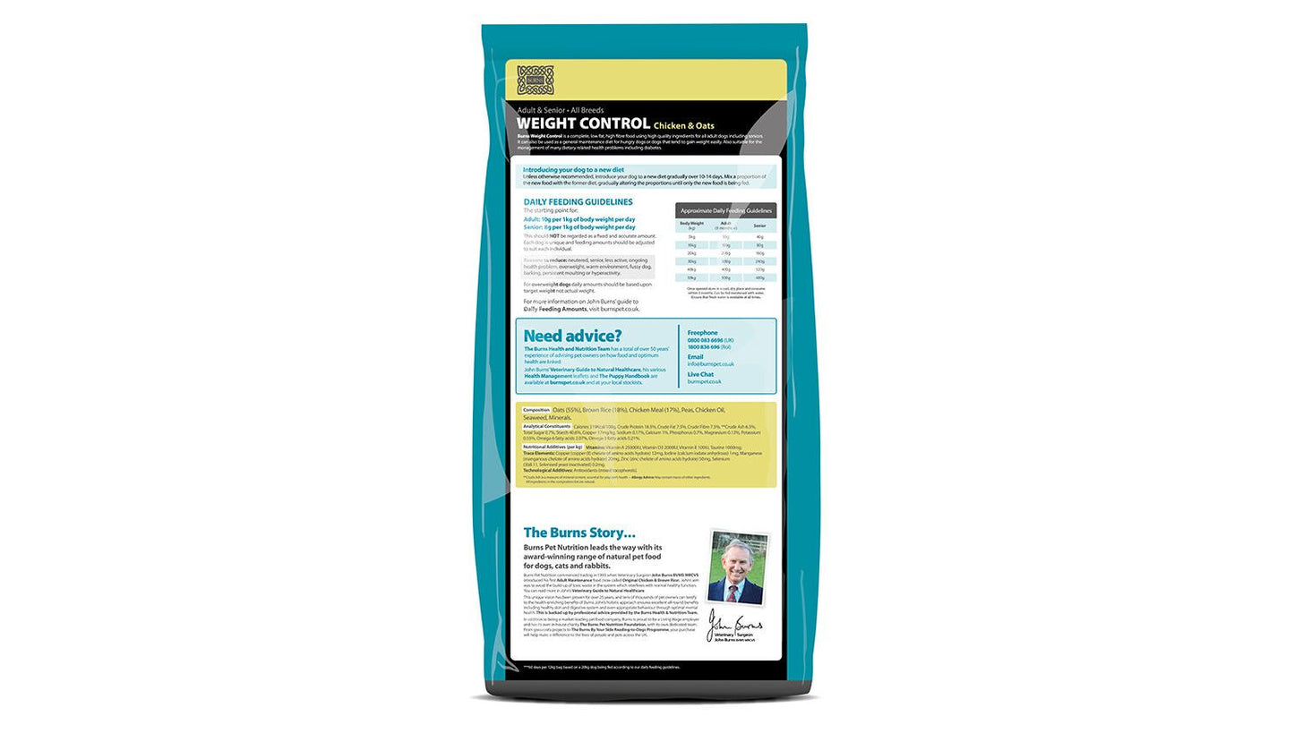  Burns Weight Control Chicken And Oats Dog Food