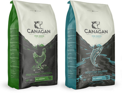 2 X 12kg Canagan Salmon & Chicken Grain Free Dry Dog Food Multibuy