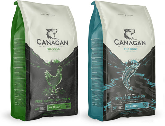  2 X 12kg Canagan Salmon & Chicken Grain Free Dry Dog Food Multibuy