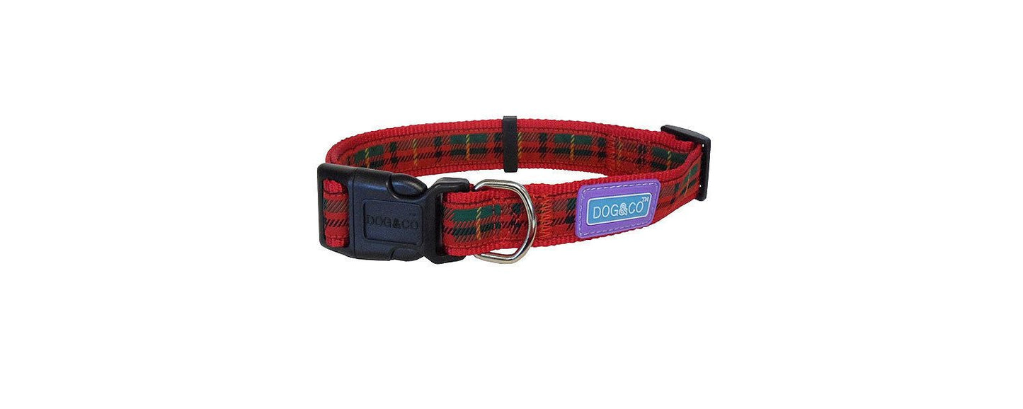  Dog & Co Red Tartan Adjustable Dog Collar