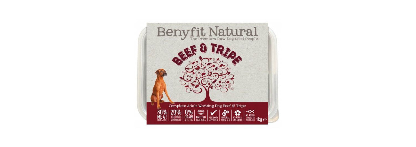  Benyfit Natural Complete Adult Raw Working Dog Food Beef & Tripe