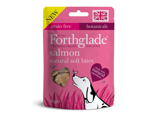  8 X 90g Forthglade Dog Hand Baked Grain Free Soft Bite Treats Salmon With Botanicals