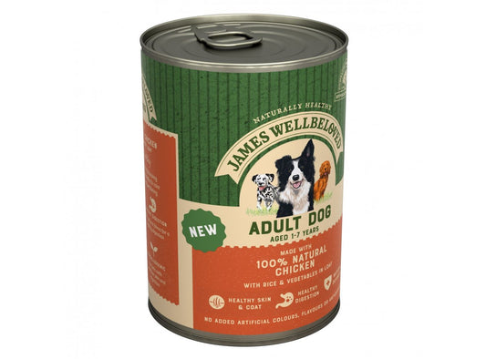  12 X James Wellbeloved Adult Dog Can Chicken & Rice In Loaf 400g