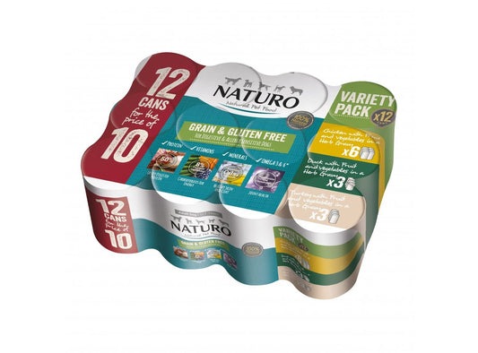  Naturo Adult Variety Pack Grain Free Wet Dog Food 12 X 390g
