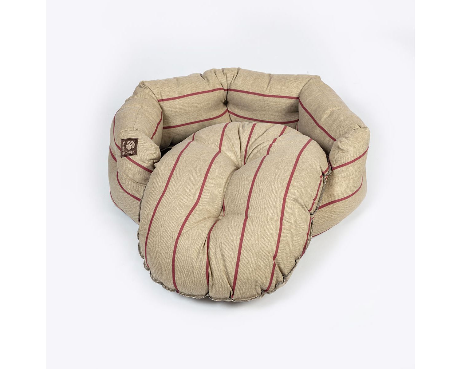  Danish Design Heritage Red & Cream Stripe Herringbone Deluxe Slumber Dog Bed