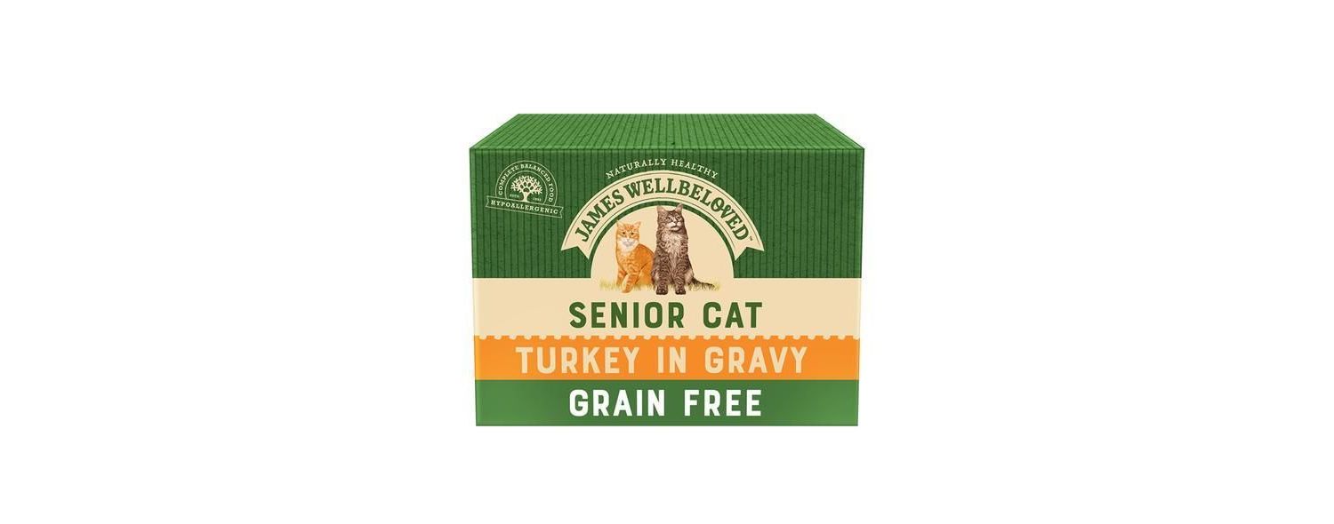  12 X James Wellbeloved Grain Free Cat Foof Pouch Senior Turkey 85g