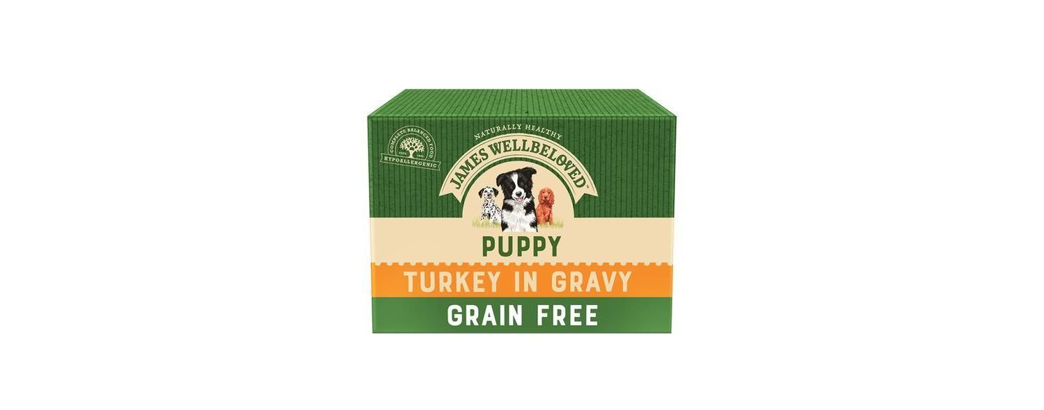  48 X James Wellbeloved Puppy/Junior Dog Food Pouches - Grain Free Turkey 100g