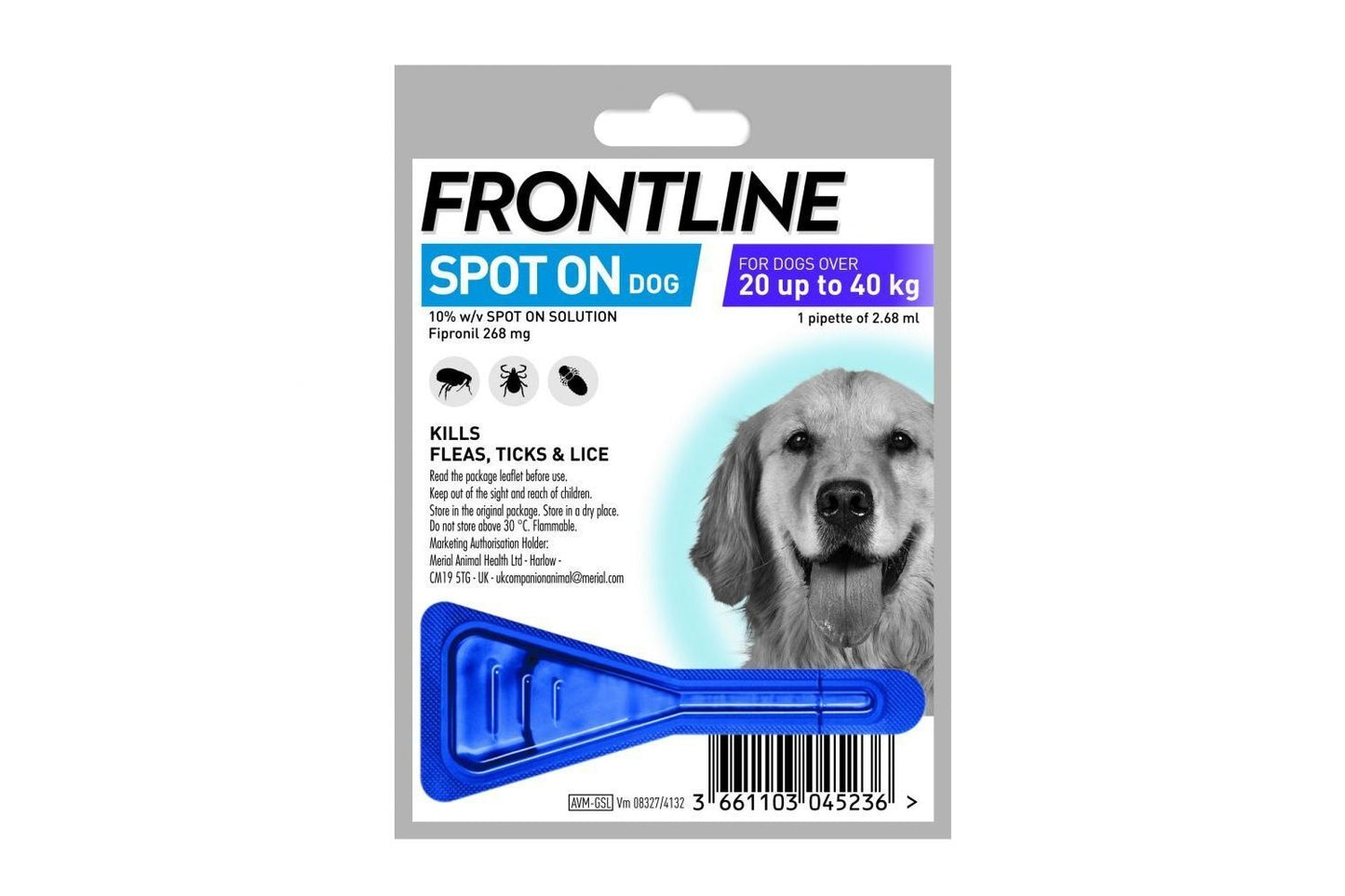  Frontline Spot On Large Dog Pipette 20-40kg