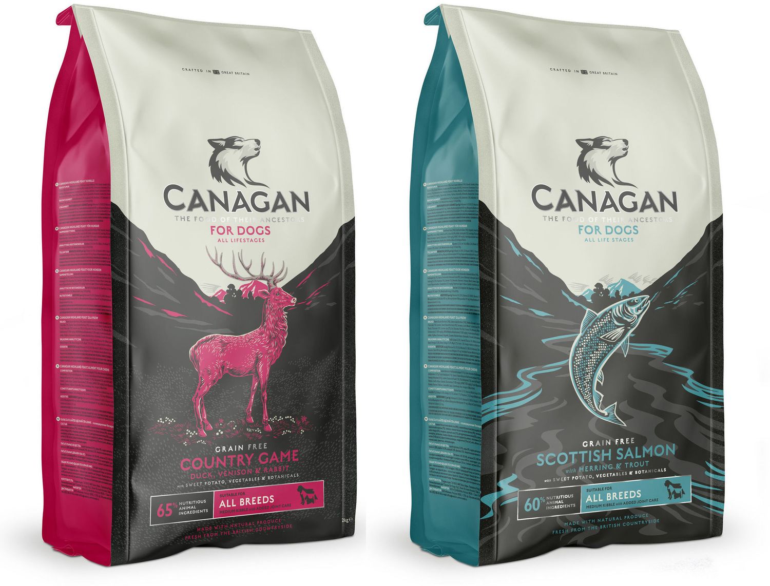  2 X 12kg Canagan Salmon & Game Grain Free Dry Dog Food Multibuy