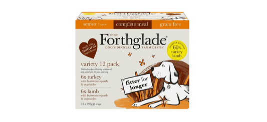  12 X Forthglade Grain Free Turkey & Lamb With Veg Complete Senior Wet Dog Food Variety Pack 395g