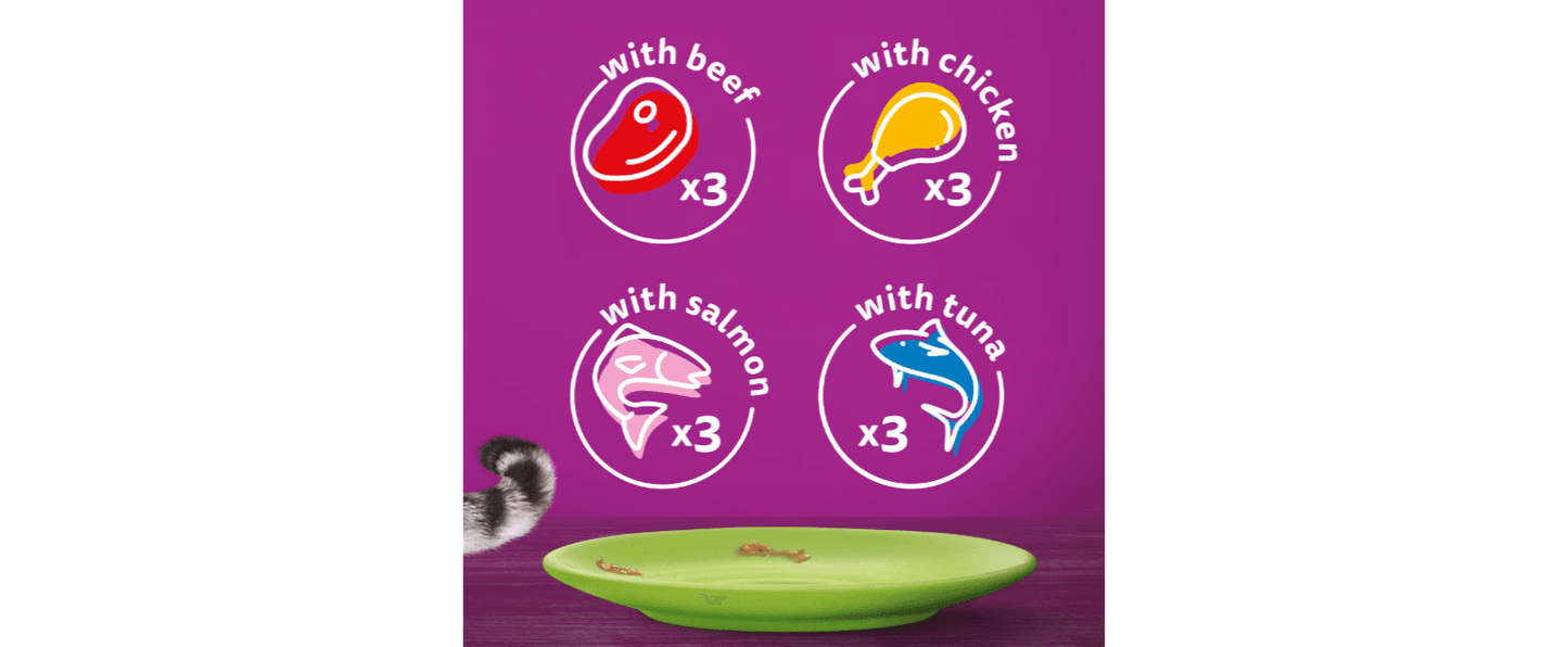  40 X Whiskas 1+ Adult Pouches Mixed Menu In Jelly Wet Cat Food 85g
