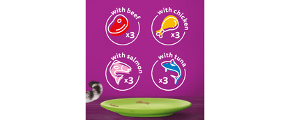  40 X Whiskas 1+ Adult Pouches Mixed Menu In Jelly Wet Cat Food 85g