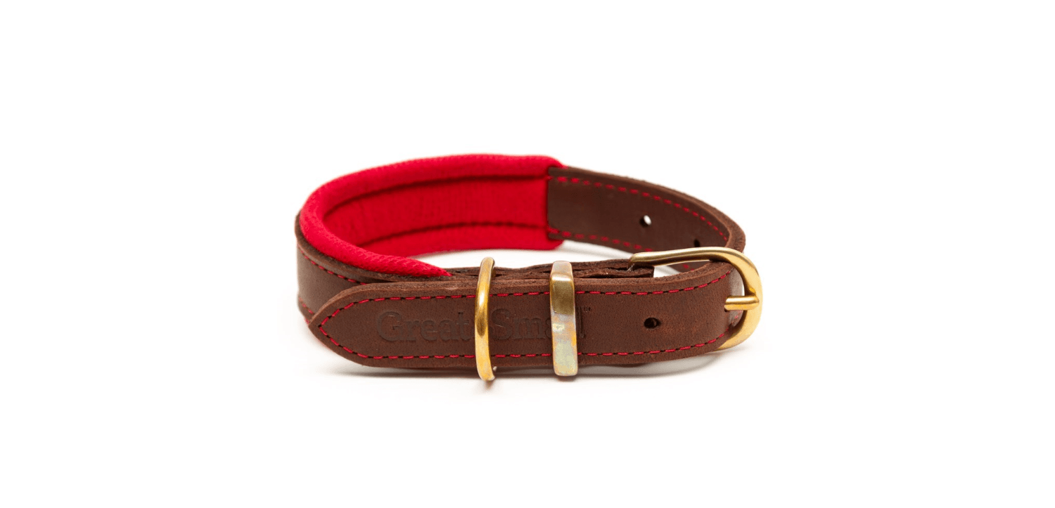  Great&Small Hawkhurst Leather Padded Dog Collar In Red