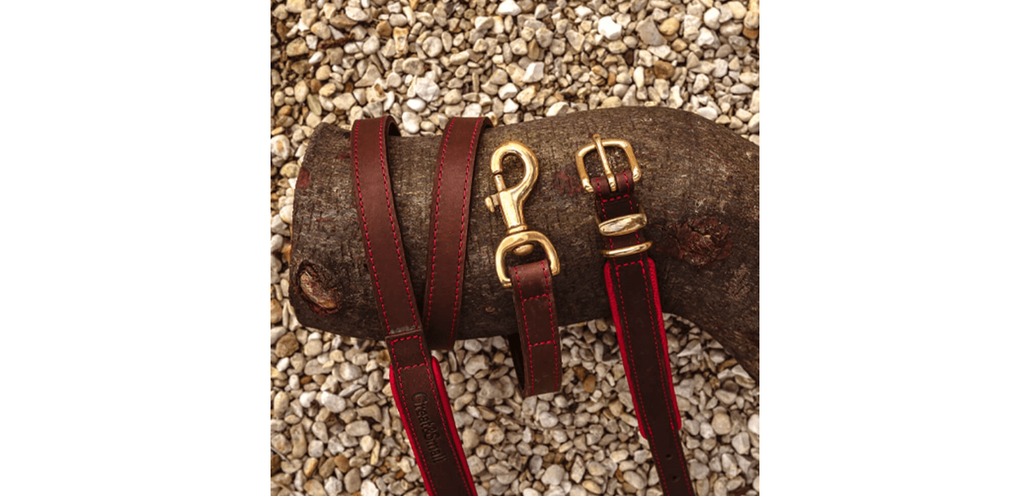  Great&Small Hawkhurst Leather Padded Dog Collar In Red