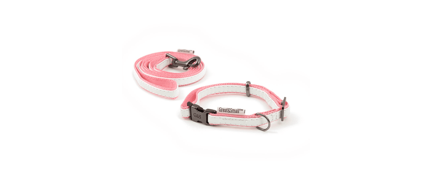  Great&Small Pink Tiffany Puppy Collar & Lead