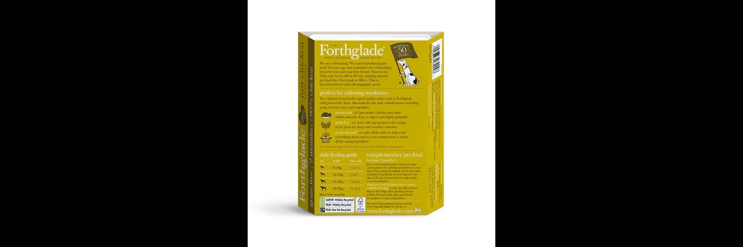  12 X 395g Forthglade Just Chicken/Turkey/Chicken & Liver Variety Pack