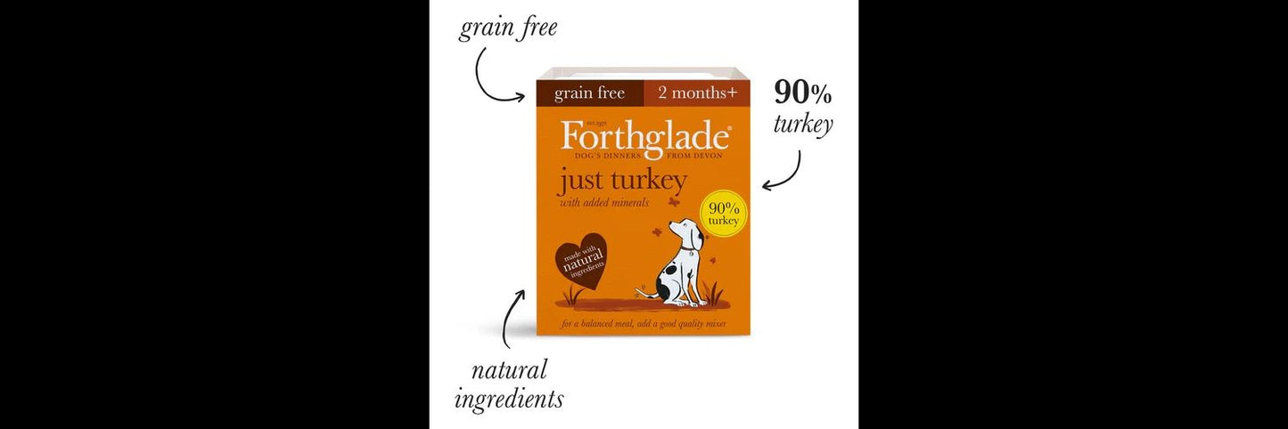  12 X 395g Forthglade Just Chicken/Turkey/Chicken & Liver Variety Pack