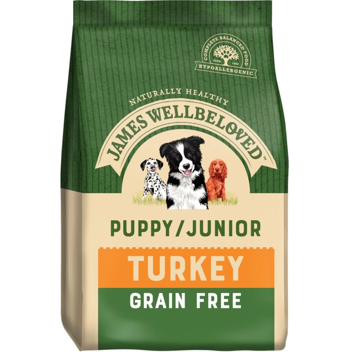  James Wellbeloved Puppy/Junior Food Grain Free Turkey & Veg 1.5kg